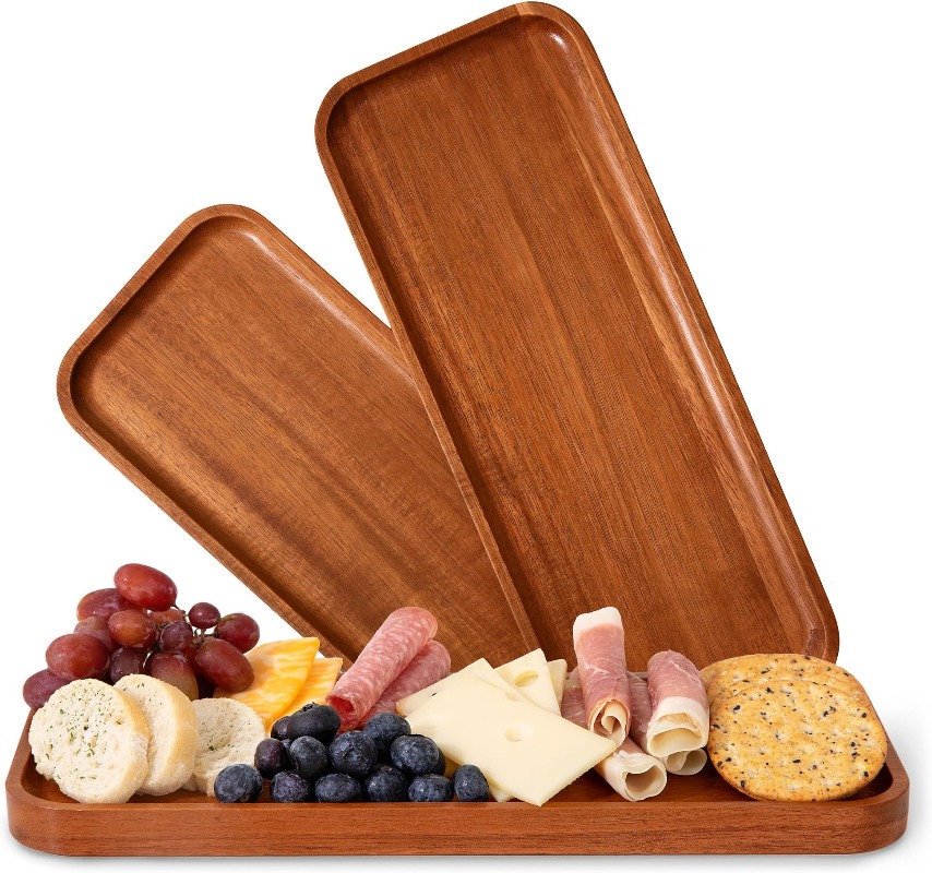 Travertine Tray Oval - 5pcs Acacia Wood Serving Tray Set