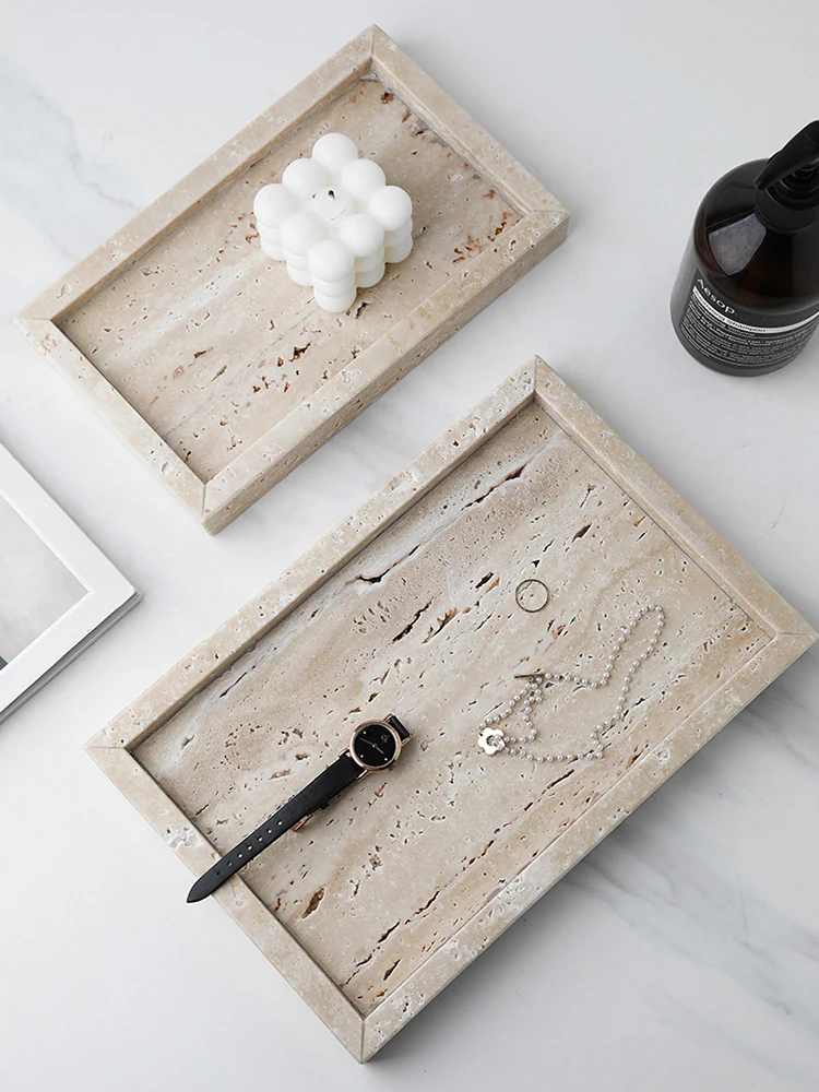 Travertine Tray Oval - Minimalism Marble Tray for Perfume Candles