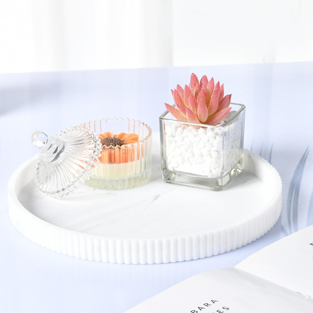 Travertine Tray Oval - A Silicone Lace Round Decorative Storage