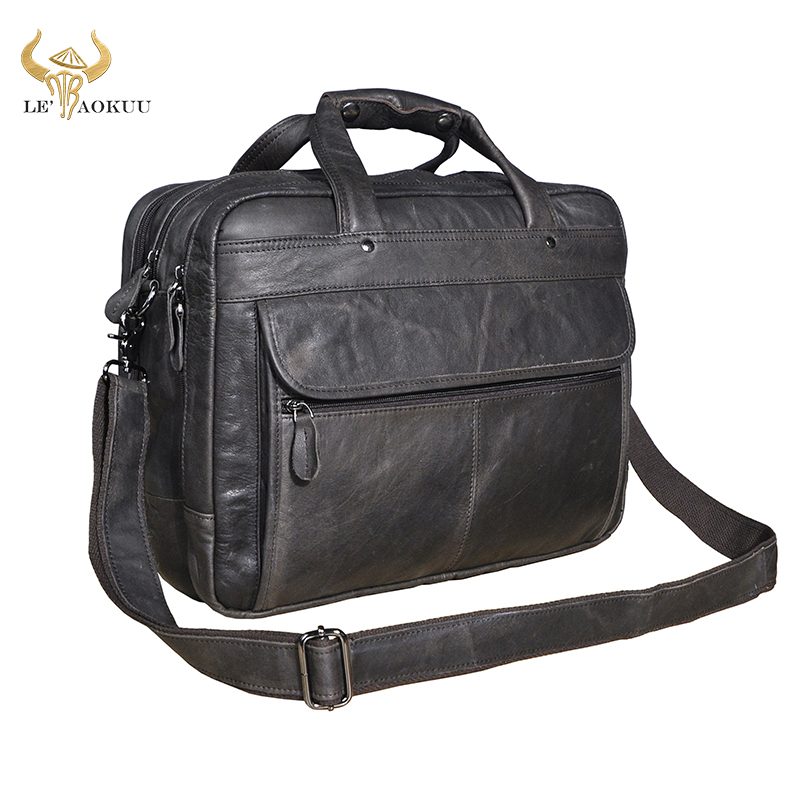 Interior Design Portfolio - Men Genuine Leather Retro Gray Business