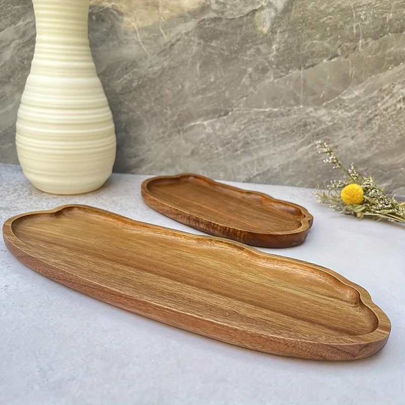 Travertine Tray Oval - Japanese Style Wooden Tea Coffee Tray