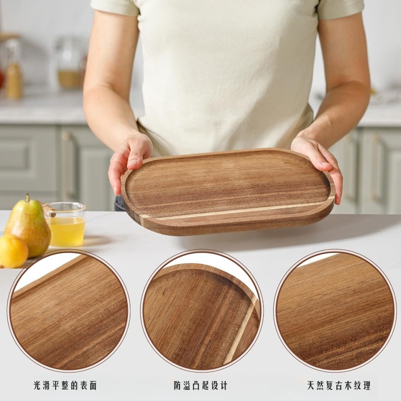 5pcs Acacia Wood Serving Tray  - Travertine Tray Oval ulasan dan harga
