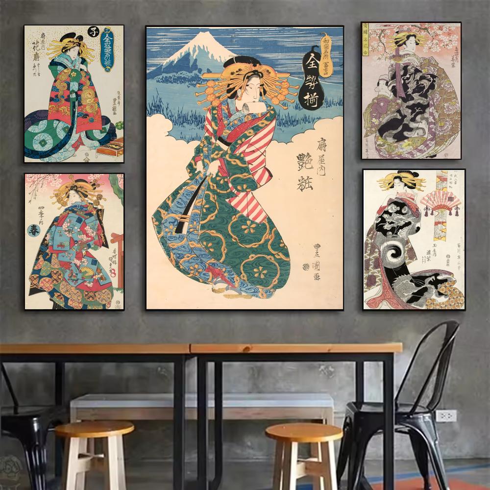 Retro Japanese geisha Poster M - Interior Design Minimalist ulasan dan harga