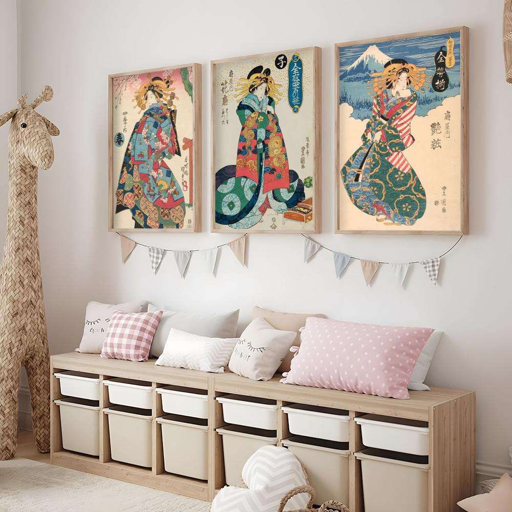 Retro Japanese geisha Poster M - Interior Design Minimalist ulasan dan harga