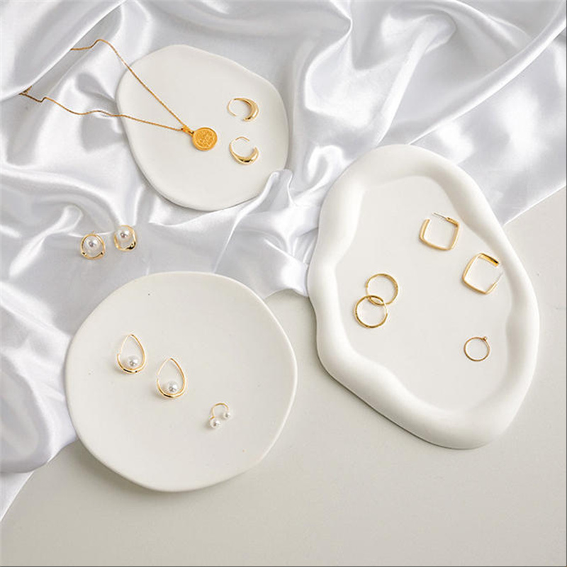 1PC Elegant White Jewelry Tray - Travertine Tray Oval ulasan dan harga
