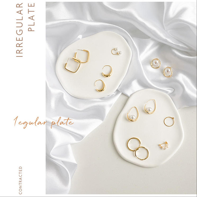 1PC Elegant White Jewelry Tray - Travertine Tray Oval ulasan dan harga