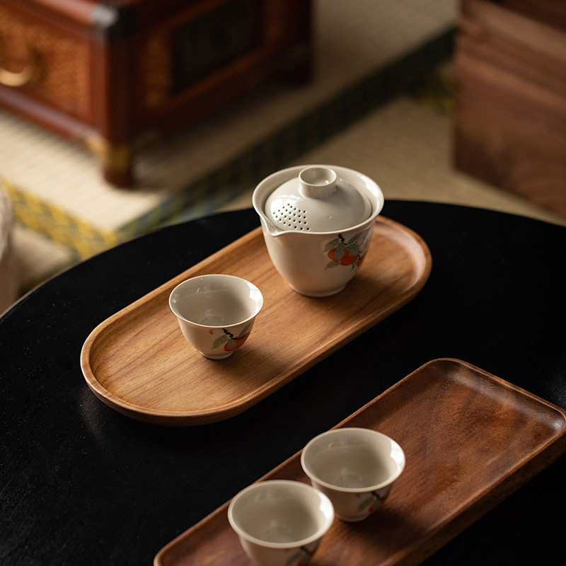 Tableware Solid Wood Food Tray - Travertine Tray Oval ulasan dan harga
