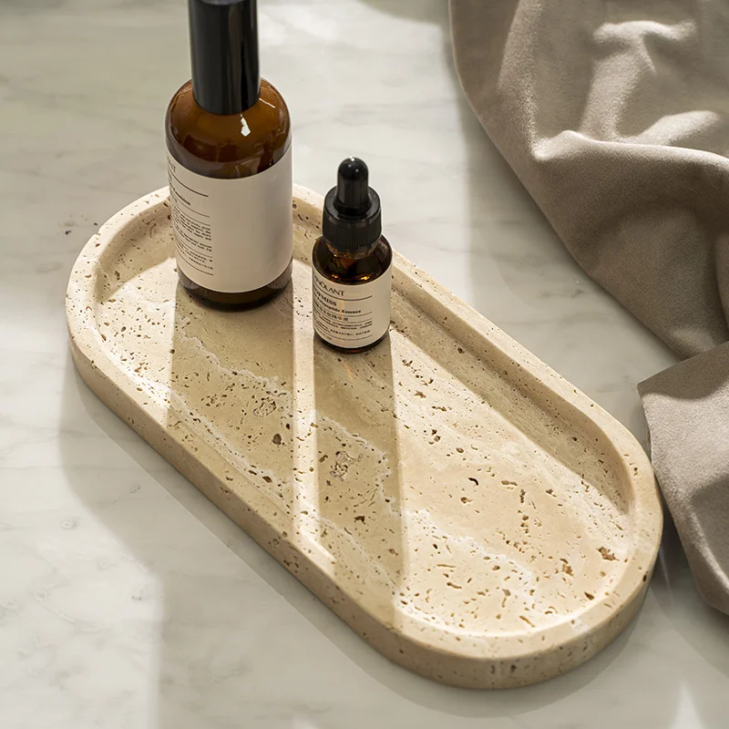 Travertine Stone Tray for Bath - Travertine Tray Oval ulasan dan harga