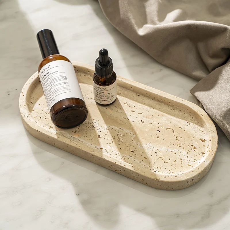 Travertine Stone Tray for Bath - Travertine Tray Oval ulasan dan harga
