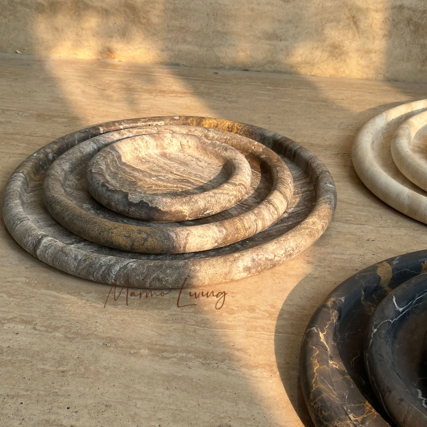 Wabi Sabi Natural Stone Tray D - Travertine Tray Oval ulasan dan harga